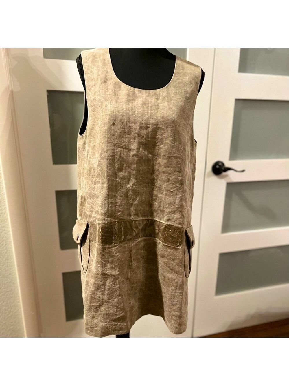 Vincent Jalbert French Military Tent Fabric Dress. Size 8. Made In France